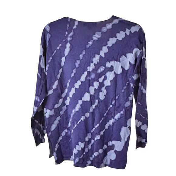INC Size Petite Med Blue Tie Dye V-Neck Long Sleeve Lightweight Knit Top - Picture 5 of 9